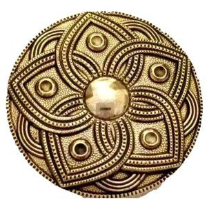 Celtic Knot Scarf Clip Ring Tana West Germany Pendant 60s Antiquated Gold Toned